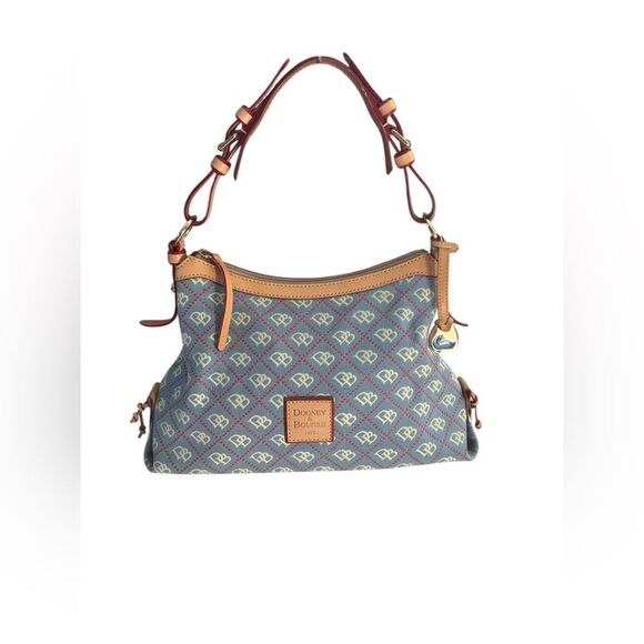 Dooney & Bourke Signature Fabric Shoulder East/West Slouch Handbag - Picture 1 of 16